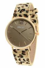 Ernest horloge met luipaard print, Nieuw, Overige merken, Staal, Kunststof