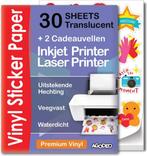 30 Translucent (Semi-Transparant) Stickervellen A4 Printer, Ophalen of Verzenden, Nieuw, AgoDeo