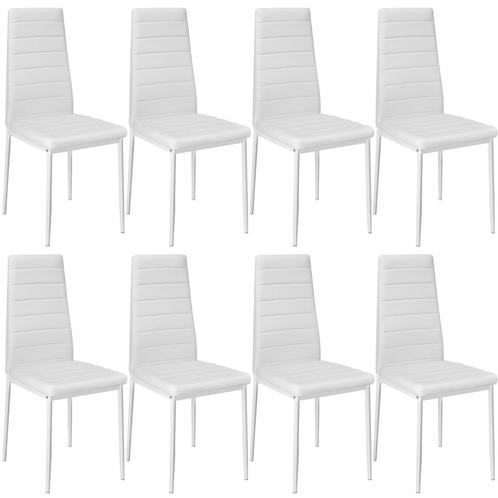 Eetkamerstoelen, kunstleer - wit, Set van 8, Huis en Inrichting, Stoelen, Verzenden