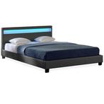 Bed Parijs met LED-verlichting bedbodem 140x200 donkergrijs, Verzenden, Nieuw