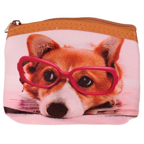 Kleine Portemonnee - Hond met Roze Bril - Ritsje - 11x9x1.5c, Sieraden, Tassen en Uiterlijk, Portemonnees, Nieuw, Ophalen of Verzenden