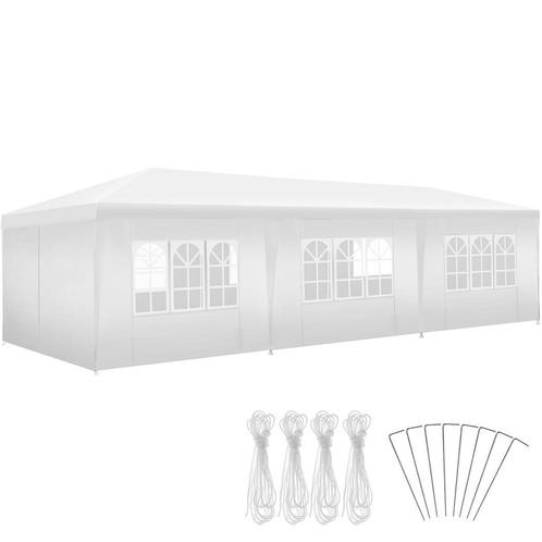 Paviljoen Miramas met 8 zijpanelen, waterdicht, 9x3m - wit, Tuin en Terras, Partytenten, Verzenden