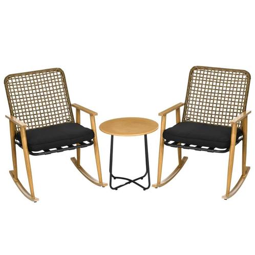 TRUUSK 3 St. Tuinmeubelset, 2 Schommelstoelen, 1 Bijzettafel, Tuin en Terras, Tuinsets en Loungesets, Nieuw, Verzenden
