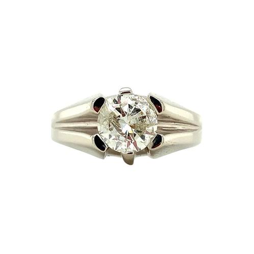 Witgouden ring met diamant 14 krt, Sieraden, Tassen en Uiterlijk, Ringen, Wit, Zo goed als nieuw, Goud, Verzenden