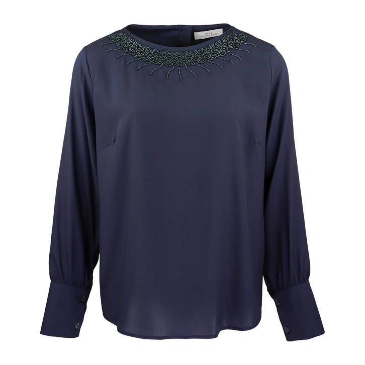 Max Volmáry • donkerblauwe zijden blouse • 38, Kleding | Dames, Tops, Blauw, Nieuw, Maat 38/40 (M), Verzenden