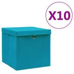 vidaXL Opbergboxen met deksel 10 st 28x28x28 cm babyblauw, Nieuw, Verzenden