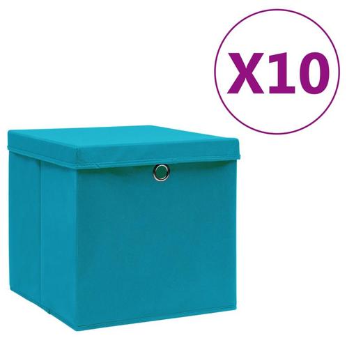 vidaXL Opbergboxen met deksel 10 st 28x28x28 cm babyblauw, Huis en Inrichting, Woonaccessoires | Kisten, Nieuw, Verzenden