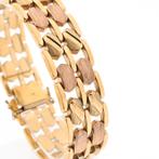 8 Krt. Bicolor schakel armband | 19 cm (dames armband), Ophalen of Verzenden, Goud
