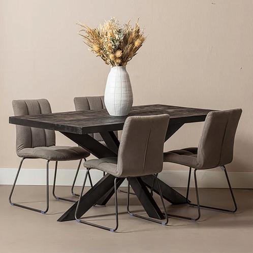 Mangohouten Eettafel Rechthoek Donald 240x100 cm (6cm) Zwart, Huis en Inrichting, Tafels | Eettafels, 100 tot 150 cm, 200 cm of meer