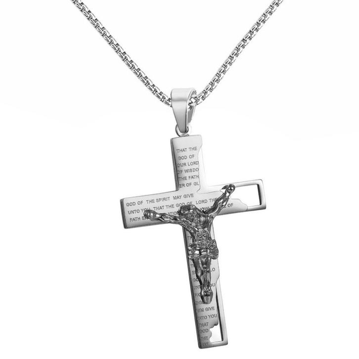 Fako Bijoux - Cubaans Kruis Jesus Voor Mannen - Ketting Met, Sieraden, Tassen en Uiterlijk, Kettingen, Verzenden