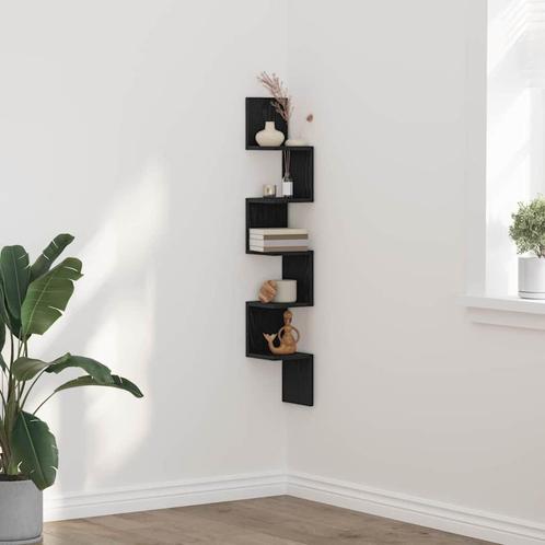 vidaXL Hoekplank met plank Zwart eiken 20 x 20 x 127.5 cm, Huis en Inrichting, Woonaccessoires | Wandplanken en Boekenplanken
