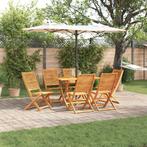 vidaXL Tuin Eetset 7 pcs Natuurlijk hout Middelgroot, Verzenden, Nieuw