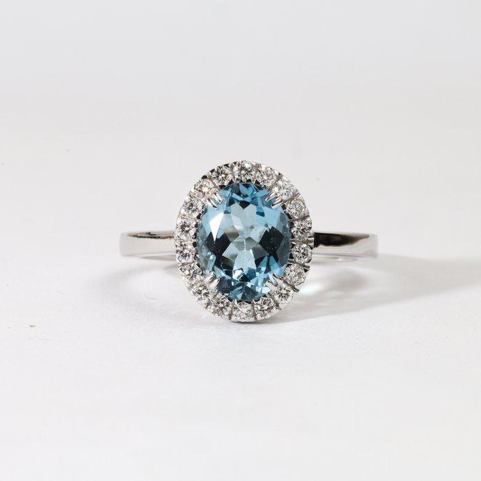 Cocktailring - 14 karaat Witgoud - 1.95ct. tw. Aquamarijn -, Sieraden, Tassen en Uiterlijk, Antieke sieraden