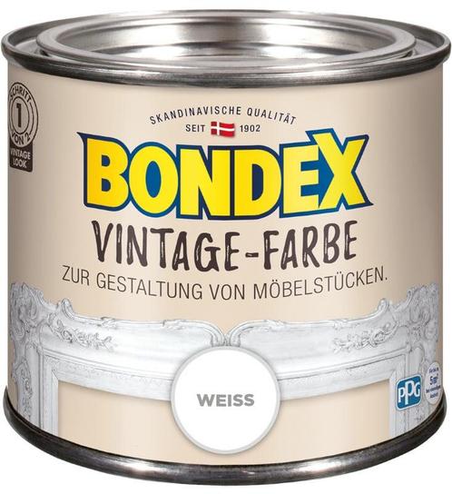 Bondex Vintage - Krijt wit - 0,25 liter - krijtverf, Doe-het-zelf en Verbouw, Verf, Beits en Lak, Beits, Wit, Nieuw, Minder dan 5 liter