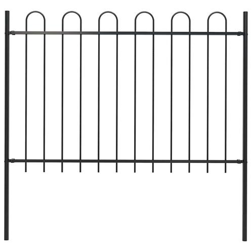 vidaXL Tuinhek met ronde bovenkant 1,8 m staal zwart, Tuin en Terras, Schuttingen, Nieuw, IJzer, 1 tot 2 meter, Verzenden