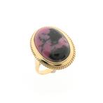 Gouden ring met Rhodoniet | Vintage/antiek (geelgoud), Gebruikt, Overige kleuren, Ophalen of Verzenden, 17 tot 18