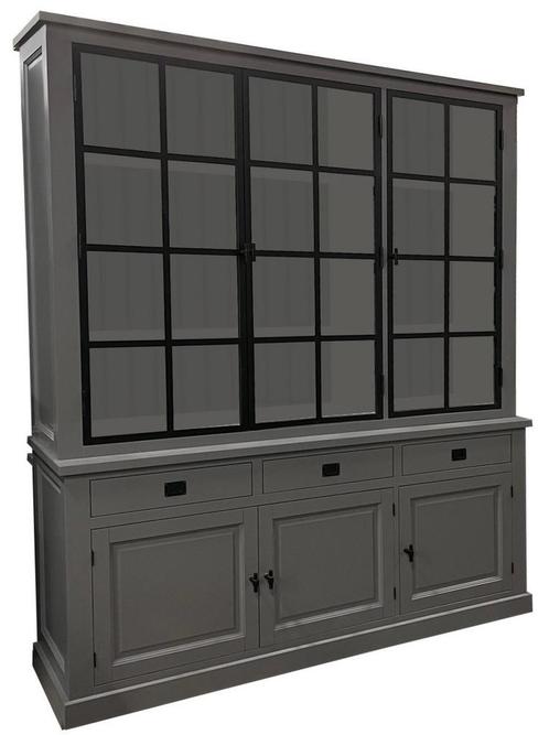 Buffetkast Soest grijs - grijs met stalen deuren 200 x 240cm, Huis en Inrichting, Kasten | Buffetkasten, Ophalen of Verzenden