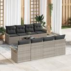 vidaXL Tuin Sofa Set 9 pcs Lichtgrijs Poly riet, Verzenden, Nieuw, Rotan