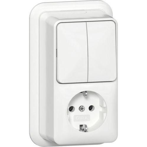 GIRA opbouw combinatie serieschakelaar en Wandcontactdoos, Doe-het-zelf en Verbouw, Elektra en Kabels, Nieuw, Ophalen of Verzenden