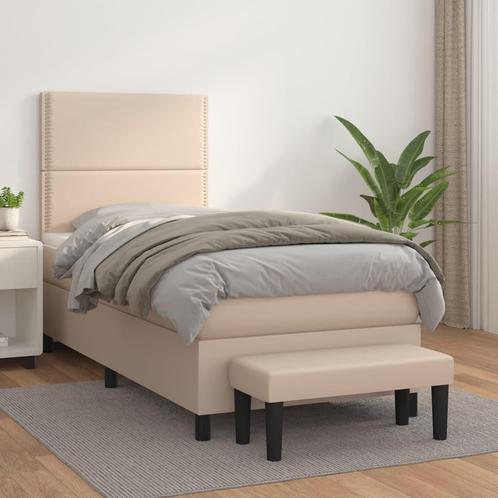 vidaXL Boxspring met matras kunstleer cappuccinokleurig, Huis en Inrichting, Slaapkamer | Bedden, 100 cm, 200 cm, Bruin, Eenpersoons