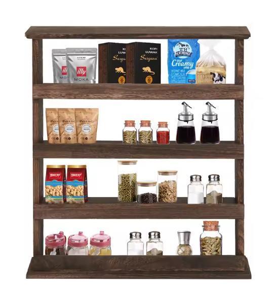 4-Laags Houten Kruidenrek – Wandrek en Organizer Keuken, Huis en Inrichting, Kasten | Wandmeubels, Nieuw, Verzenden