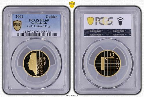 Koningin Beatrix Gouden 1 gulden 2001 PL69 met randschrift, Postzegels en Munten, Munten | Nederland, Losse munt, 1 gulden, Koningin Beatrix