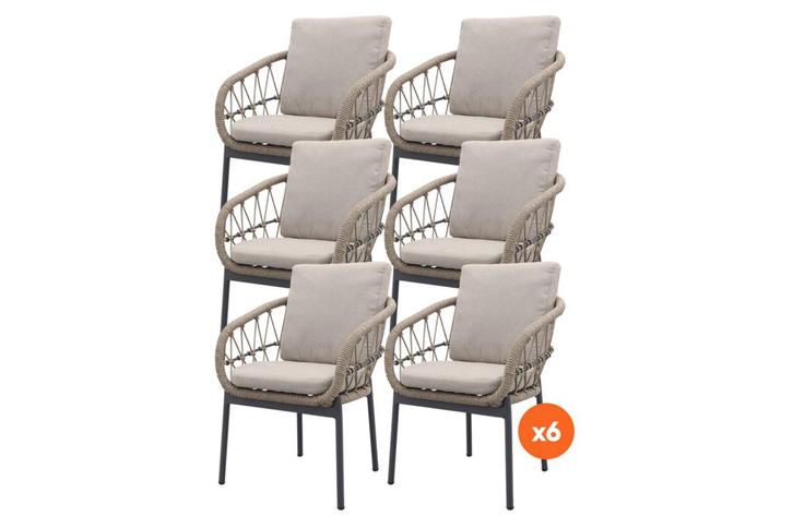 VDG Set van 6 - Julia dining tuinstoel - Antraciet, Tuin en Terras, Tuinsets en Loungesets, Nieuw, Overige materialen, Verzenden