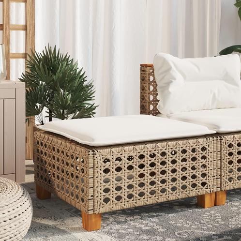vidaXL Tuinkruk met kussen 63,5x56x32 cm poly rattan beige, Tuin en Terras, Tuinsets en Loungesets, Nieuw, Rotan, Verzenden
