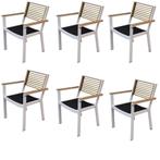 York dining tuinstoel met armleuning aluminium wit teak set, Tuin en Terras, Tuinstoelen, Ophalen of Verzenden, Nieuw