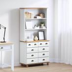 vidaXL Hutch met lade ASKIM Wit 91 x 40 x 184 cm Massief, Huis en Inrichting, Minder dan 50 cm, Verzenden, Nieuw, Minder dan 100 cm