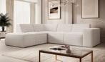 Meubella Hoekbank Monet teddystof beige wit boucle, Huis en Inrichting, Banken | Bankstellen, 250 tot 300 cm, Hoekbank, Nieuw