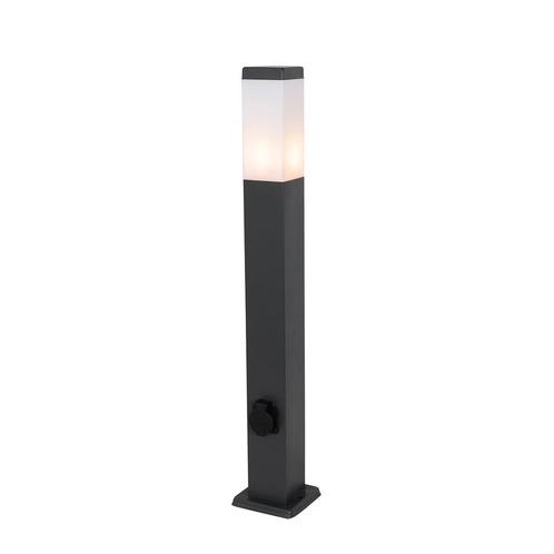 Buitenlamp donkergrijs 80 cm met stopcontact IP44 - Malios, Tuin en Terras, Buitenverlichting, Nieuw, 50 tot 250 watt, Overige materialen