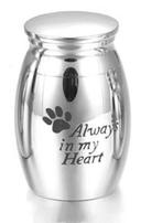 Mini urn always in my heart met pootafdruk hond / poes, Dieren en Toebehoren, Katten-accessoires, Nieuw