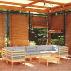 vidaXL 8-delige Loungeset met grijze kussens grenenhout, Verzenden, Nieuw, 8 zitplaatsen, Loungeset
