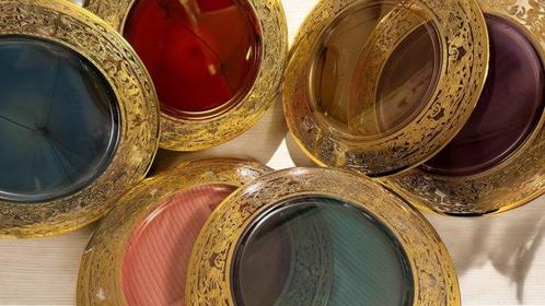 Cristalleria Italiana - Onderbord - 24 kt goud - Set van zes, Antiek en Kunst, Curiosa en Brocante