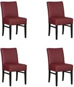 Set van 4 Donkerrode leren landelijke eetkamerstoelen - Tole, Huis en Inrichting, Stoelen, Overige kleuren, Nieuw, Leer, Ophalen of Verzenden