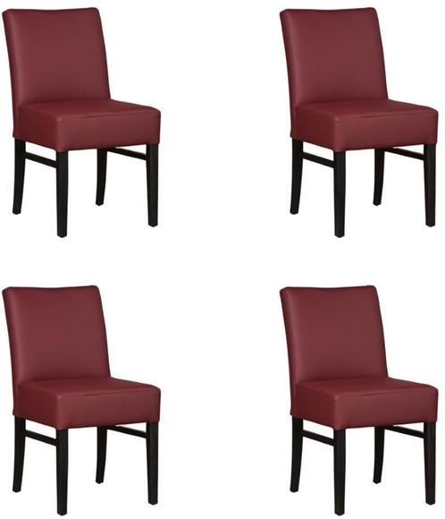 Set van 4 Donkerrode leren landelijke eetkamerstoelen - Tole, Huis en Inrichting, Stoelen, Vier, Overige kleuren, Nieuw, Leer
