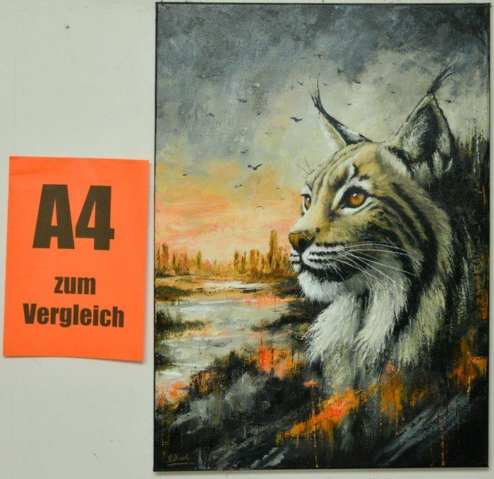 Isak W. Koch - Outcast I Welt im Wandel - Kollektion (Luchs), Antiek en Kunst, Kunst | Schilderijen | Modern