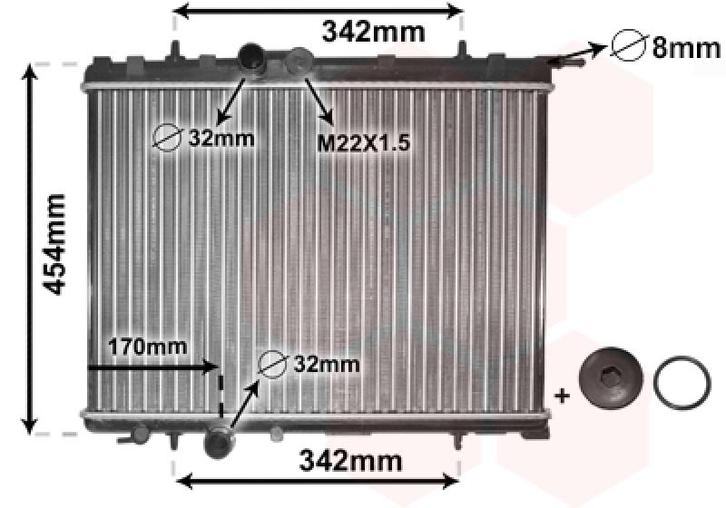 RADIATOR VOOR PEUGEOT 206 2_ 1998-2009 133038, Auto-onderdelen, Airco en Verwarming, Nieuw, Ophalen of Verzenden