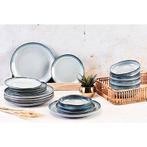 2dekans | Bjorn Servies 18 delige set - wit/blauw met zwarte, Huis en Inrichting, Keuken | Servies, Ophalen of Verzenden, Zo goed als nieuw