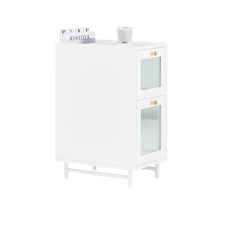 2dekans | SoBuy Nachtkastje – Met 2 Glazen Laden & Opbergvak, Huis en Inrichting, Kasten | Boekenkasten, Zo goed als nieuw, Ophalen of Verzenden