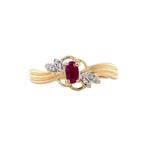 Gouden vintage slagring met robijn en diamant 14 krt, Sieraden, Tassen en Uiterlijk, Ringen, Ophalen of Verzenden, Nieuw
