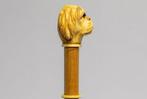 Carved Ivory Hunting Dog Wandelstok - 19th.C Carved Ivory