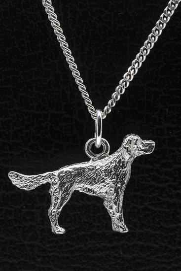 Zilveren Breton epagneul met staart ketting hanger - groot, Sieraden, Tassen en Uiterlijk, Kettinghangers, Verzenden