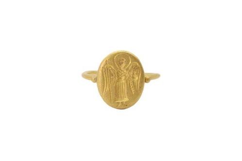 Byzantijns Goud Iconografische Ring met aartsengel Michael, Sieraden, Tassen en Uiterlijk, Antieke sieraden