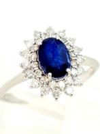 Ring - 18 karaat Witgoud Saffier - Diamant, Nieuw