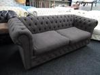 Tweedehands Chesterfield 3 zits Chesterfield Bank Bruin Stof, Huis en Inrichting, Banken | Bankstellen, Ophalen, Chesterfield