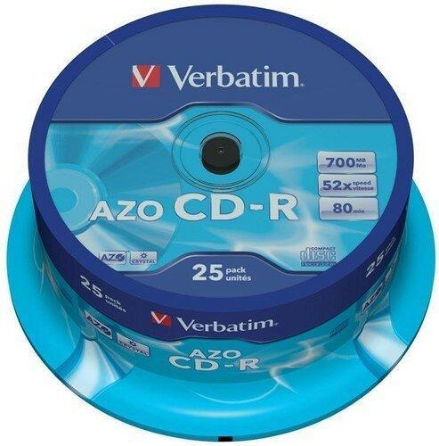 Verbatim CD-R 700 MB AZO Crystal 25 stuks, Computers en Software, Beschrijfbare discs, Nieuw, Verzenden