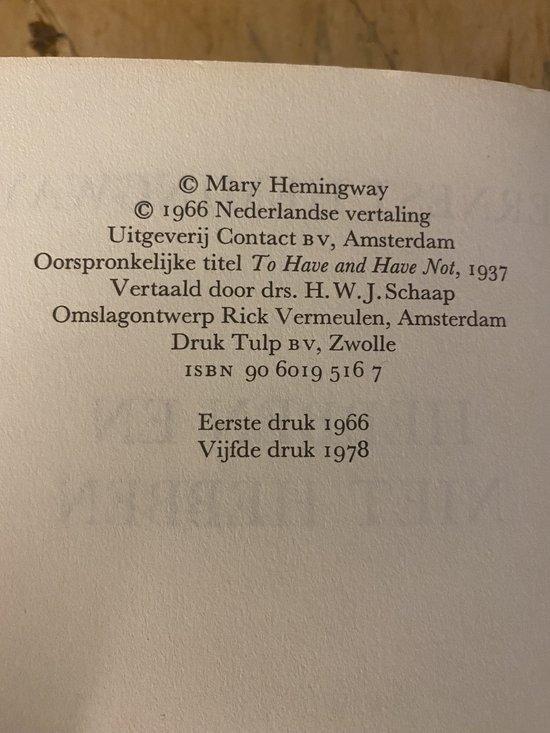 Hebben en niet hebben 9789060195161 Ernest Hemingway, Boeken, Overige Boeken, Gelezen, Verzenden