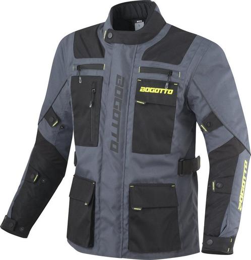 Bogotto Covelo Waterdichte Zwart Grijs Fluo Geel Textiele, Motoren, Kleding | Motorkleding, Heren, Nieuw met kaartje, Jas | textiel